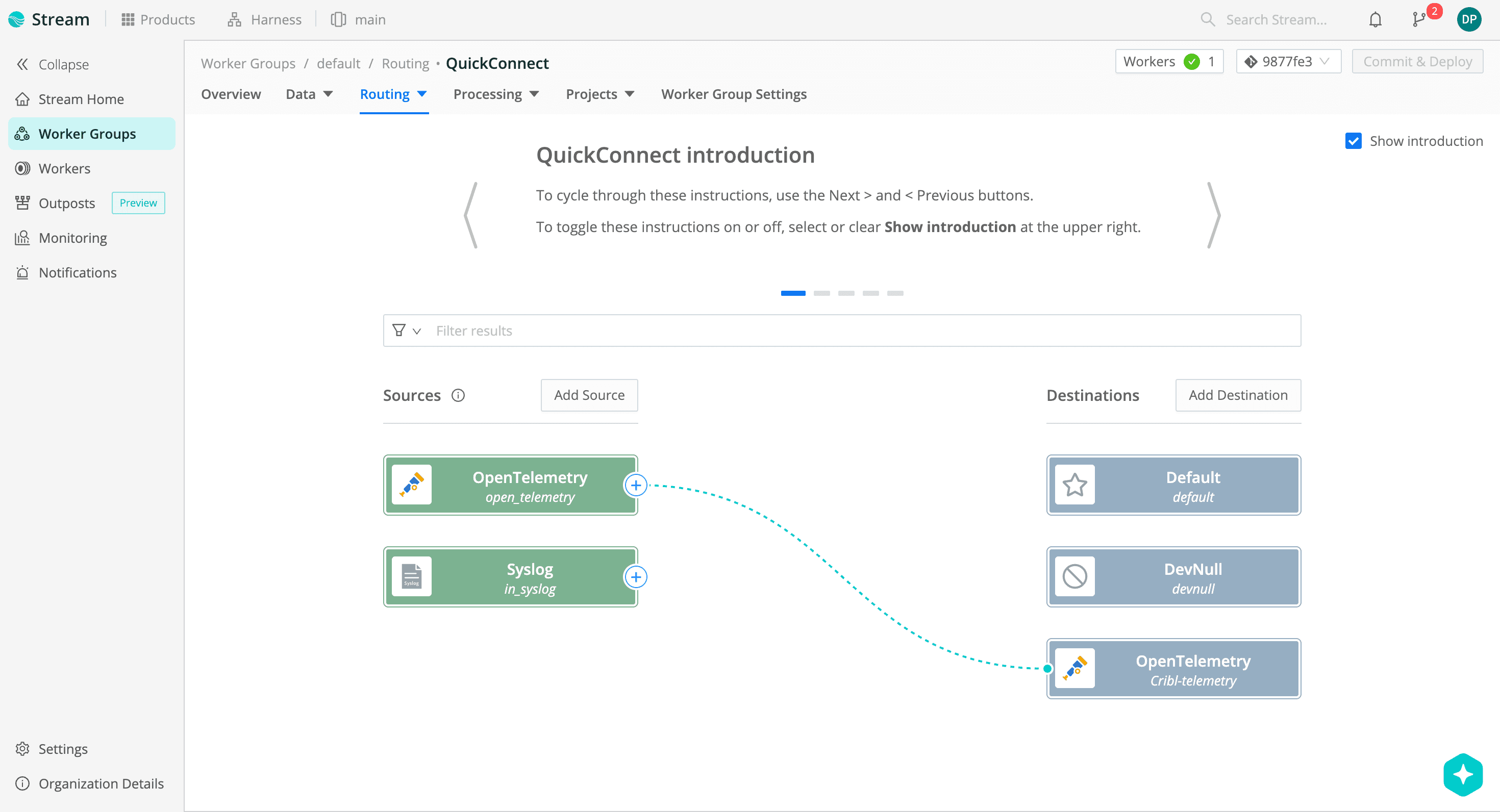 Set up new QuickConnect Destination