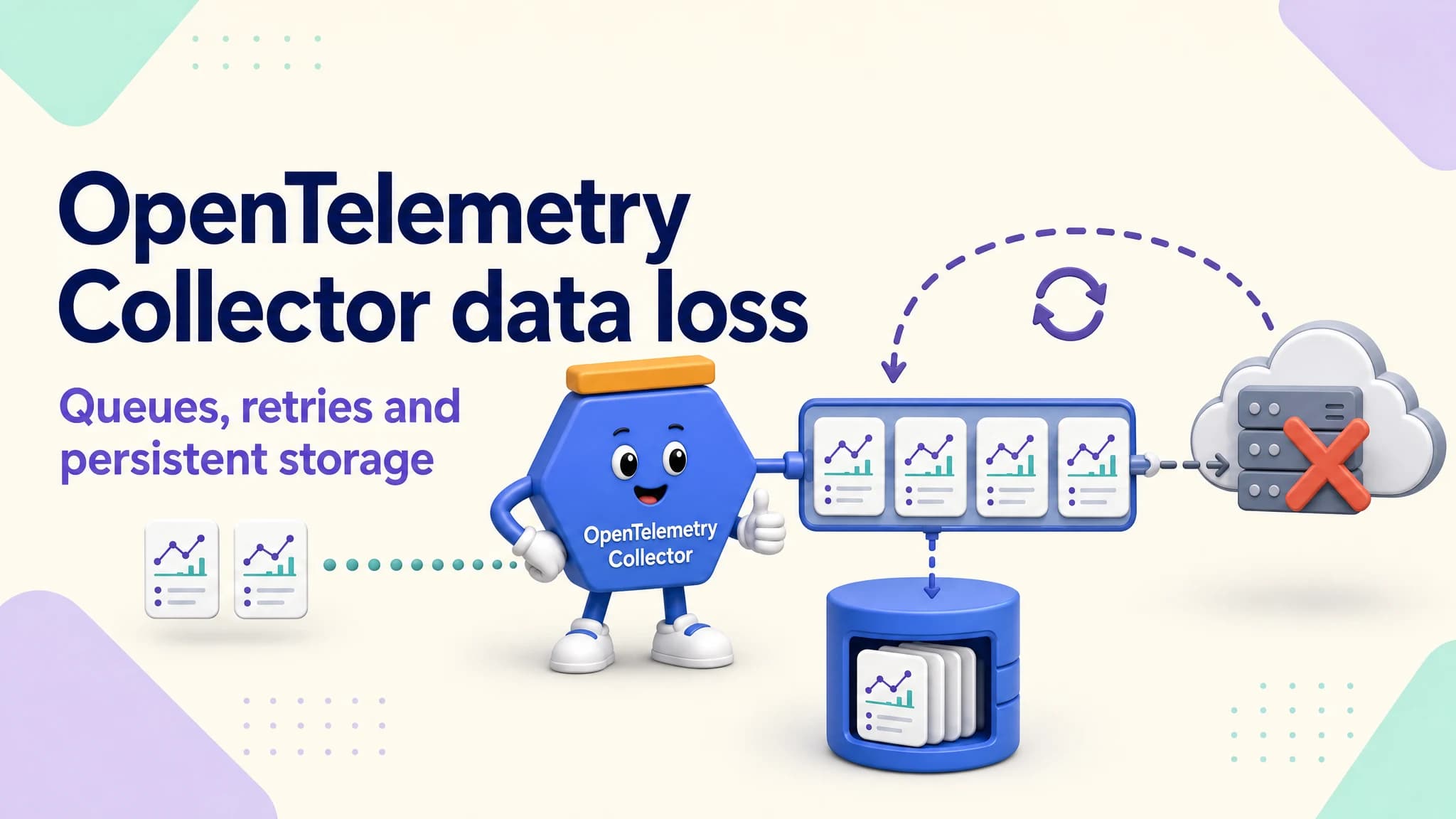OpenTelemetry Collector protecting telemetry with queues, retries and persistent storage