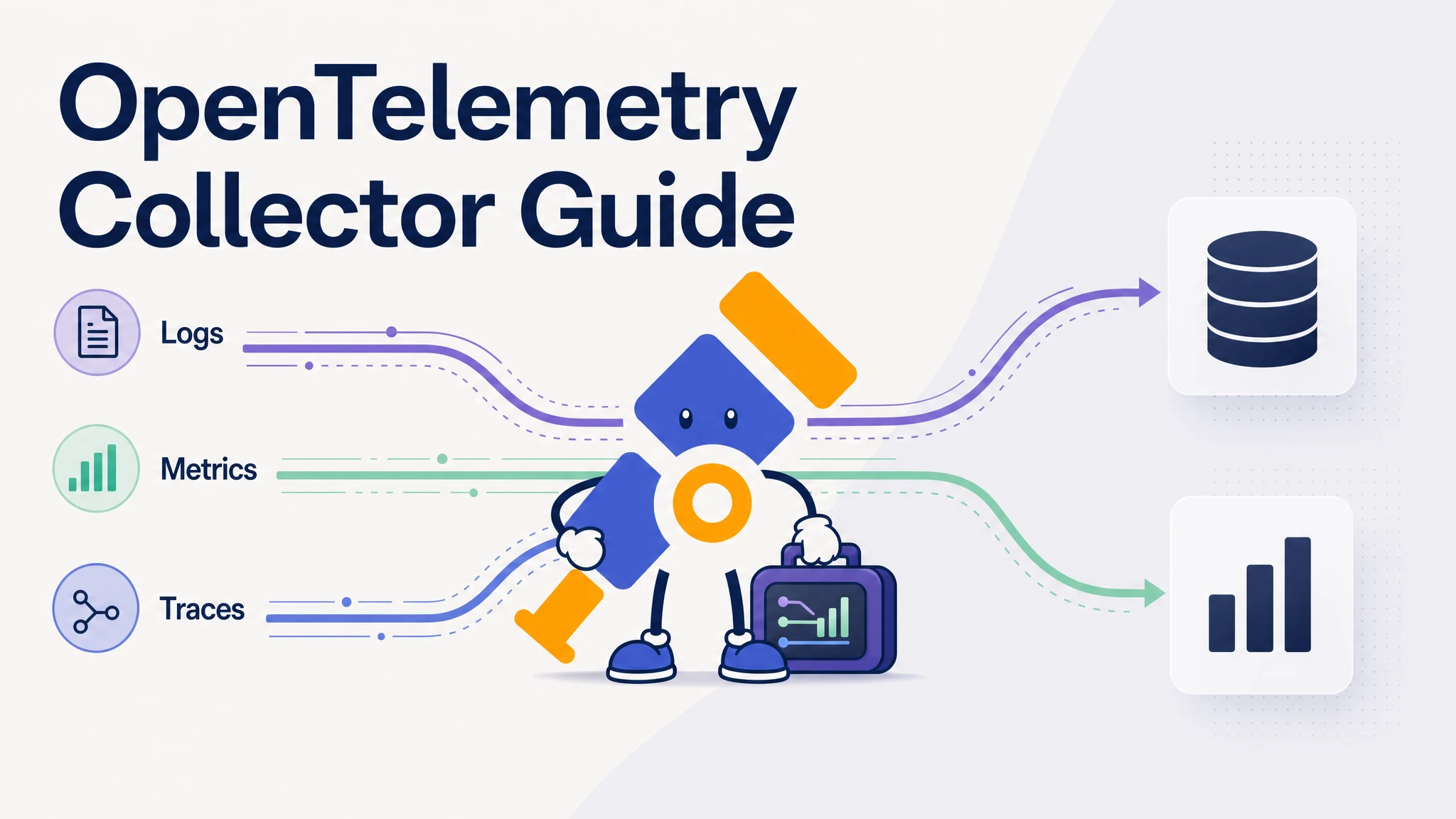 OpenTelemetry Collector routing logs, metrics and traces through one telemetry pipeline