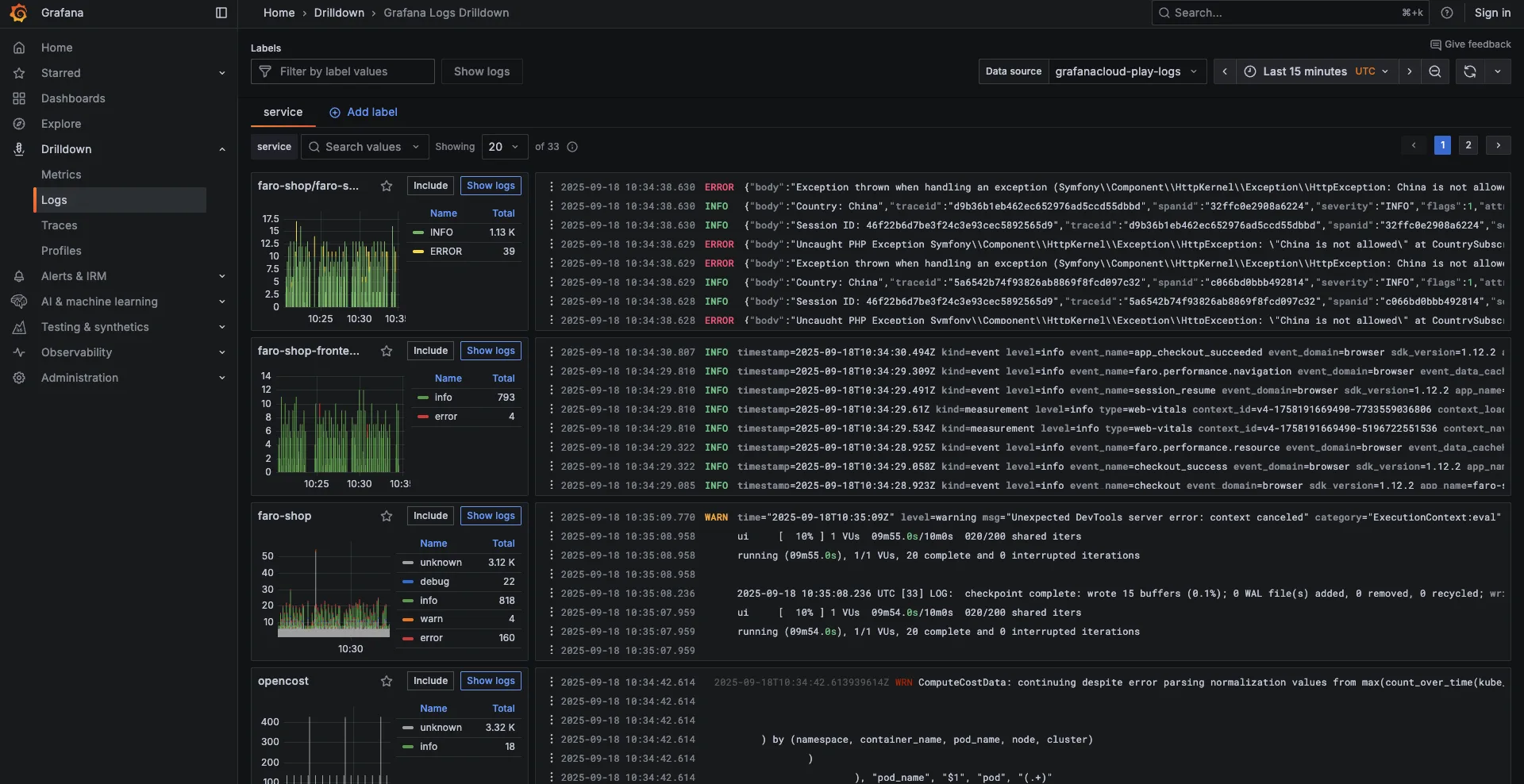 Grafana Loki open-source logging tool dashboard