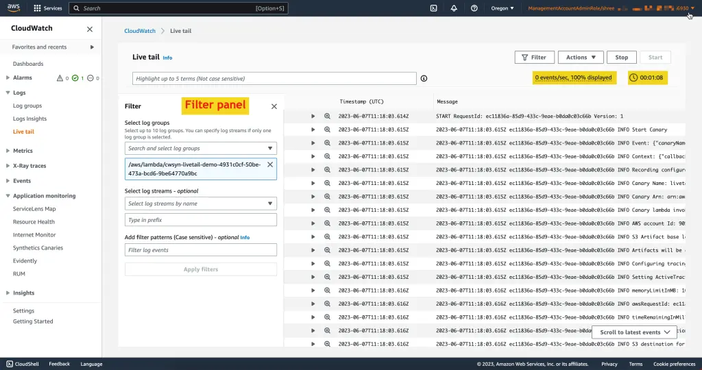 Live log forwarding paths