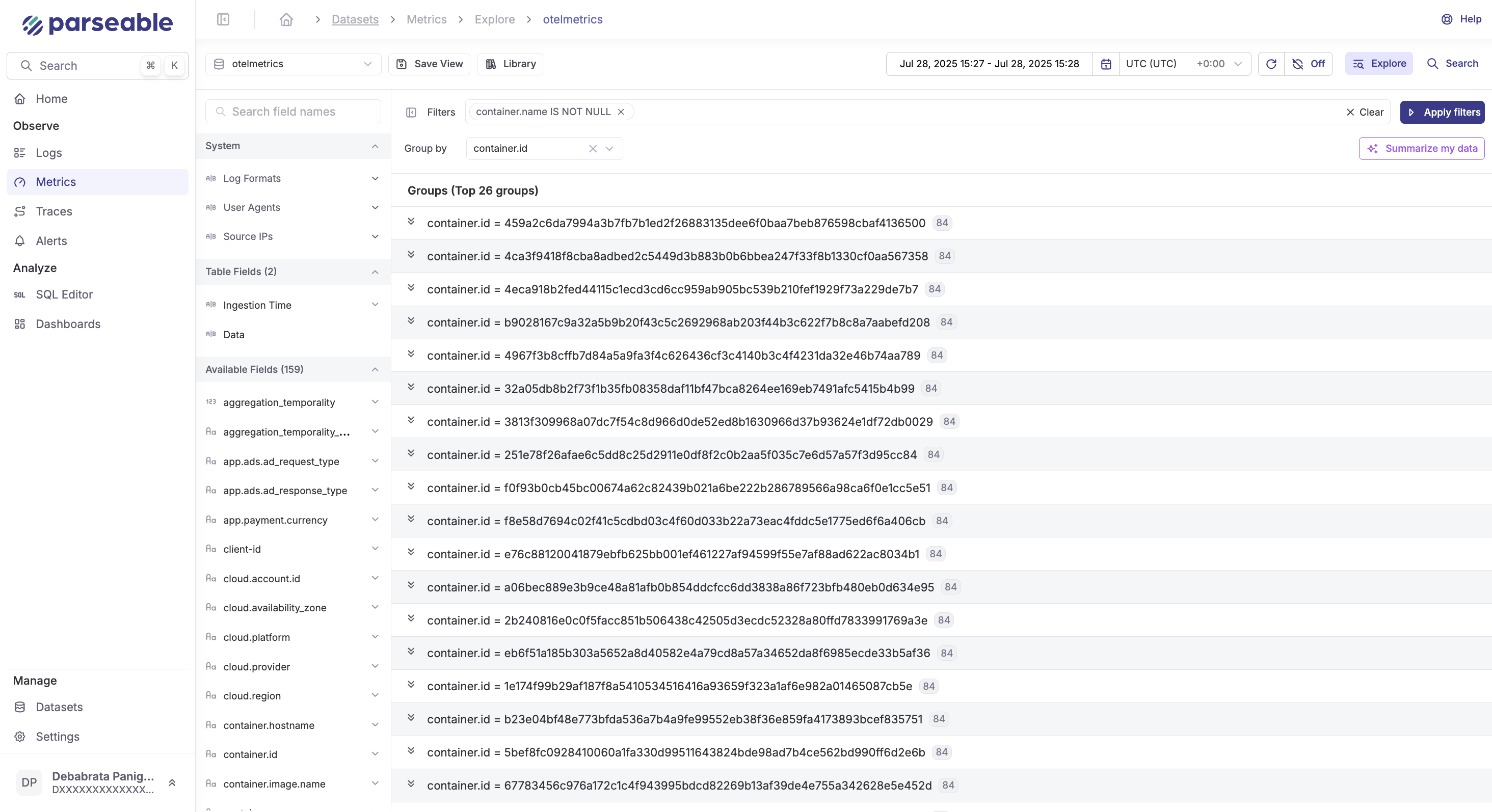 Metrics Filters