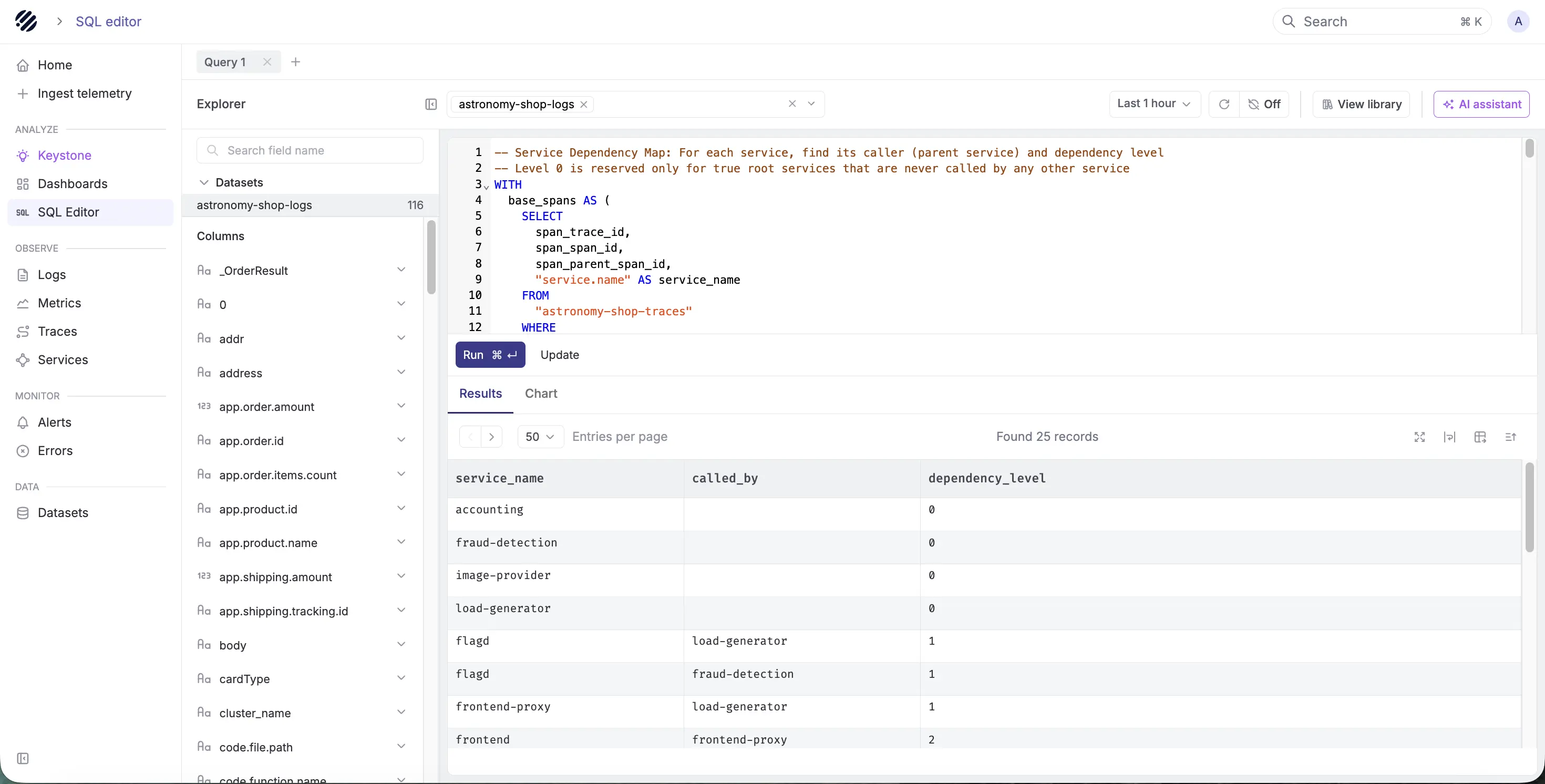 Query telemetry with SQL and PromQL