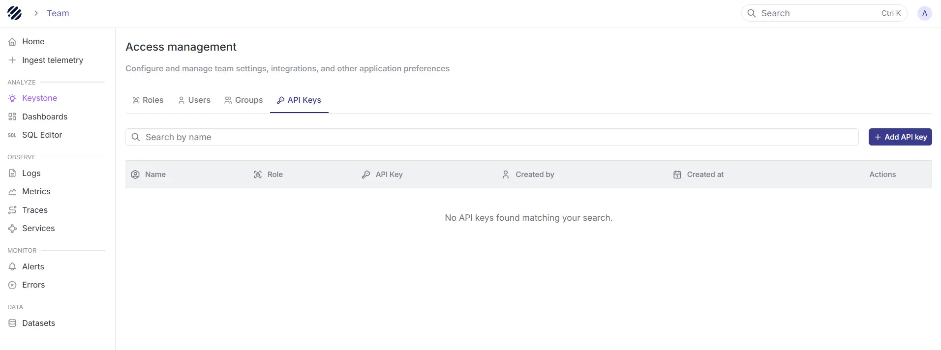 API Keys Access Management