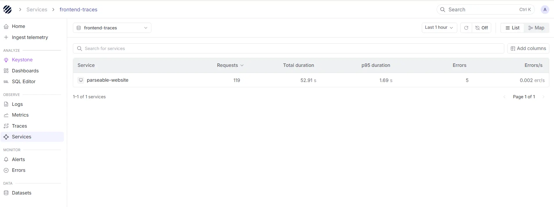 APM Support in Parseable